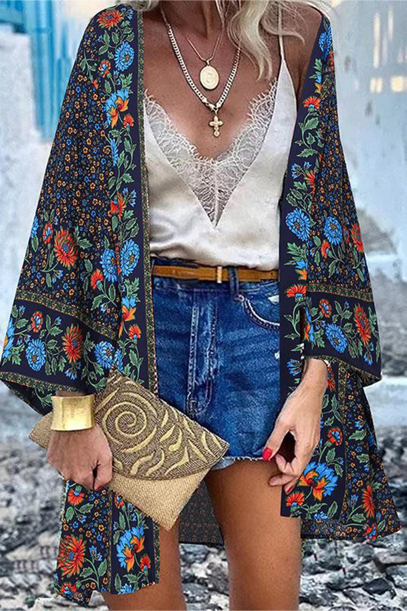 Kaynafashions - College Print Patchwork Cardigan Collar Outerwear