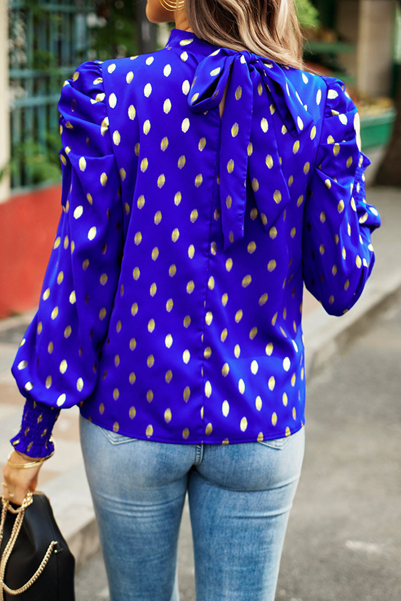 Kaynafashions - Elegant Polka Dot Fold Half A Turtleneck Tops