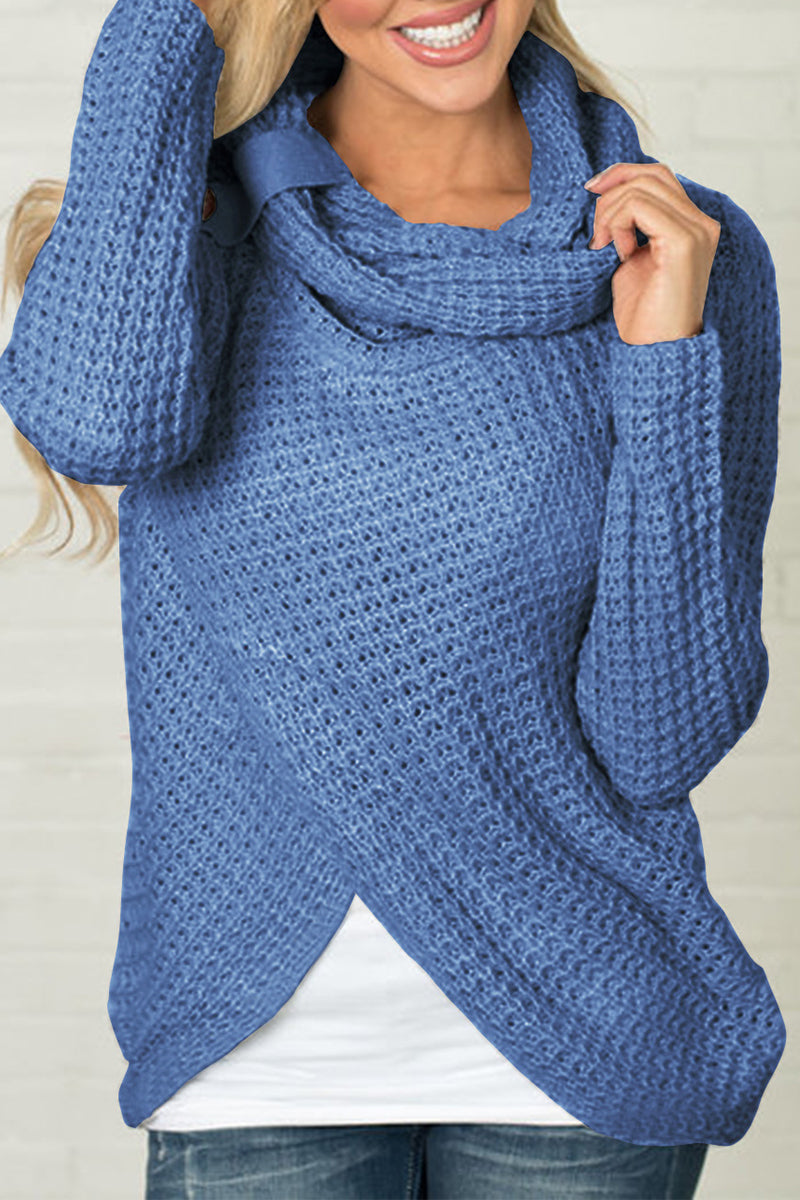 Kaynafashions - Fashion Casual Solid Patchwork Scarf Collar Sweaters(4 colors)