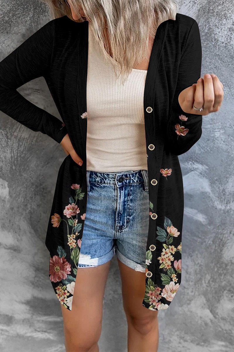 Kaynafashions - Street Print Patchwork Cardigan Collar Outerwear