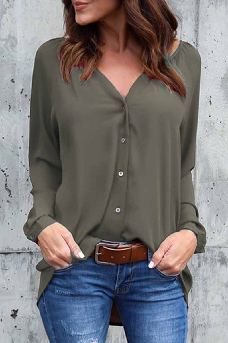 Kaynafashions - Elegant Solid V Neck Tops