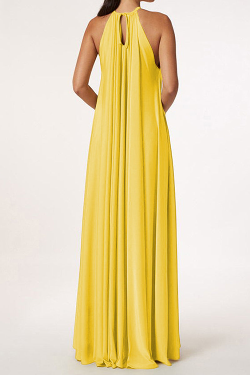 Kaynafashions - Casual Simplicity Solid Patchwork Halter A Line Dresses(4 Colors)