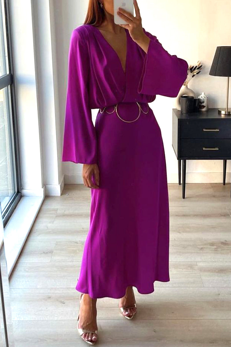 Kaynafashions - Elegant Solid Solid Color V Neck Bandage Dress Dresses