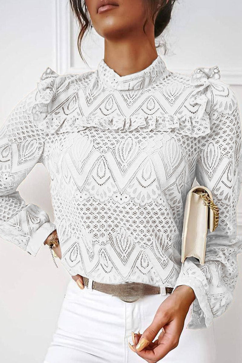 Kaynafashions - Fashion Sweet Solid Patchwork O Neck Tops(3 Colors)