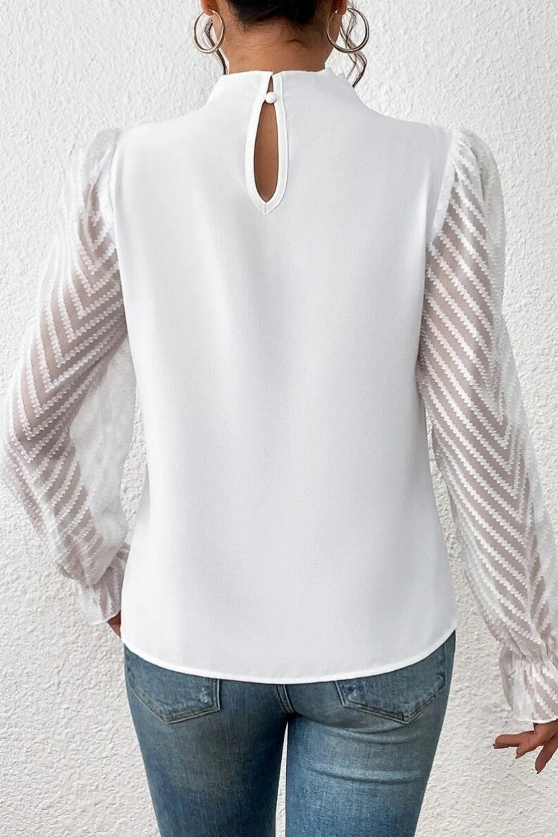 Kaynafashions - Casual Solid Patchwork Flounce Half A Turtleneck Tops