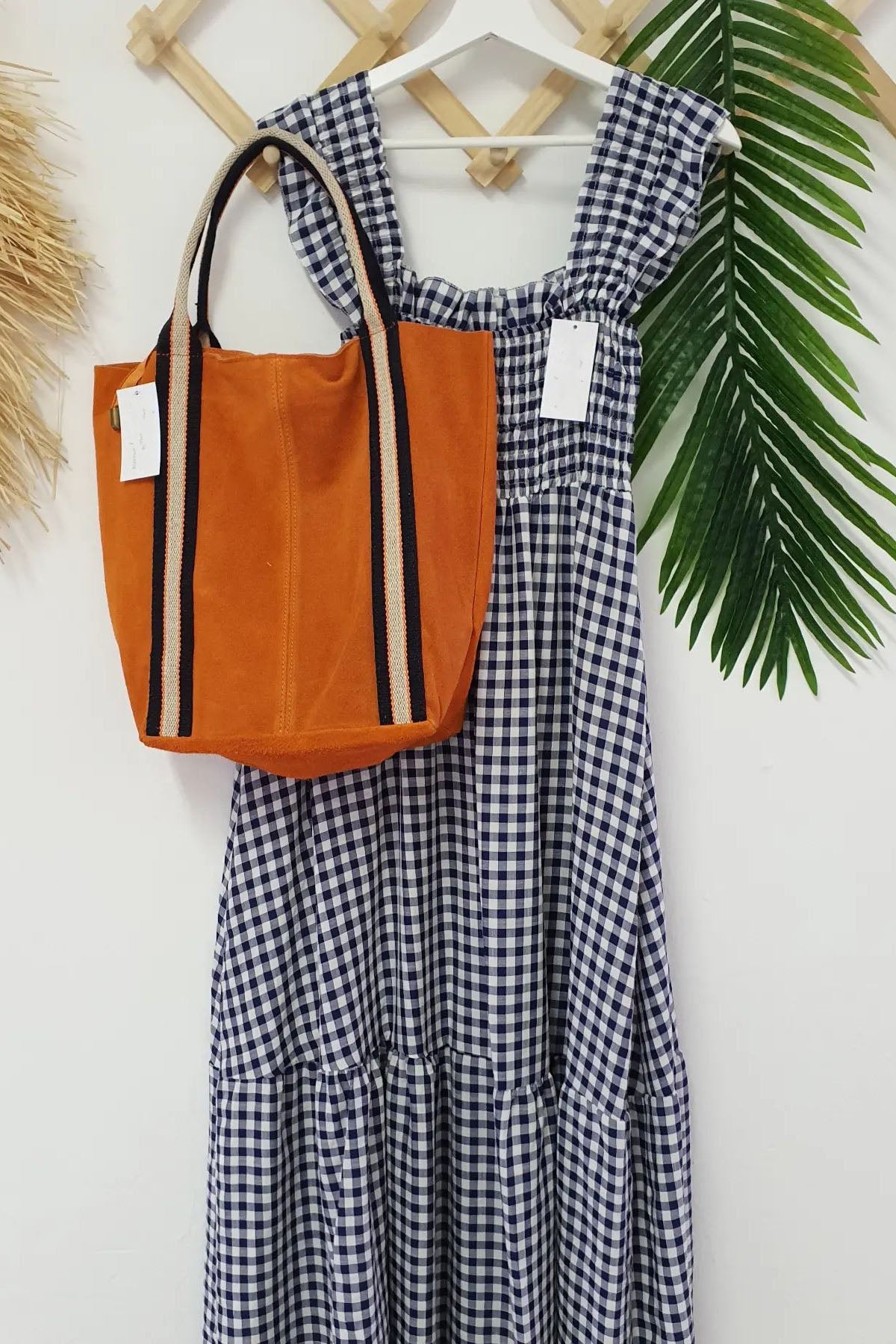 Kaynafashions - Fashion Plaid Patchwork Square Collar Cake Skirt Dresses(4 Colors)