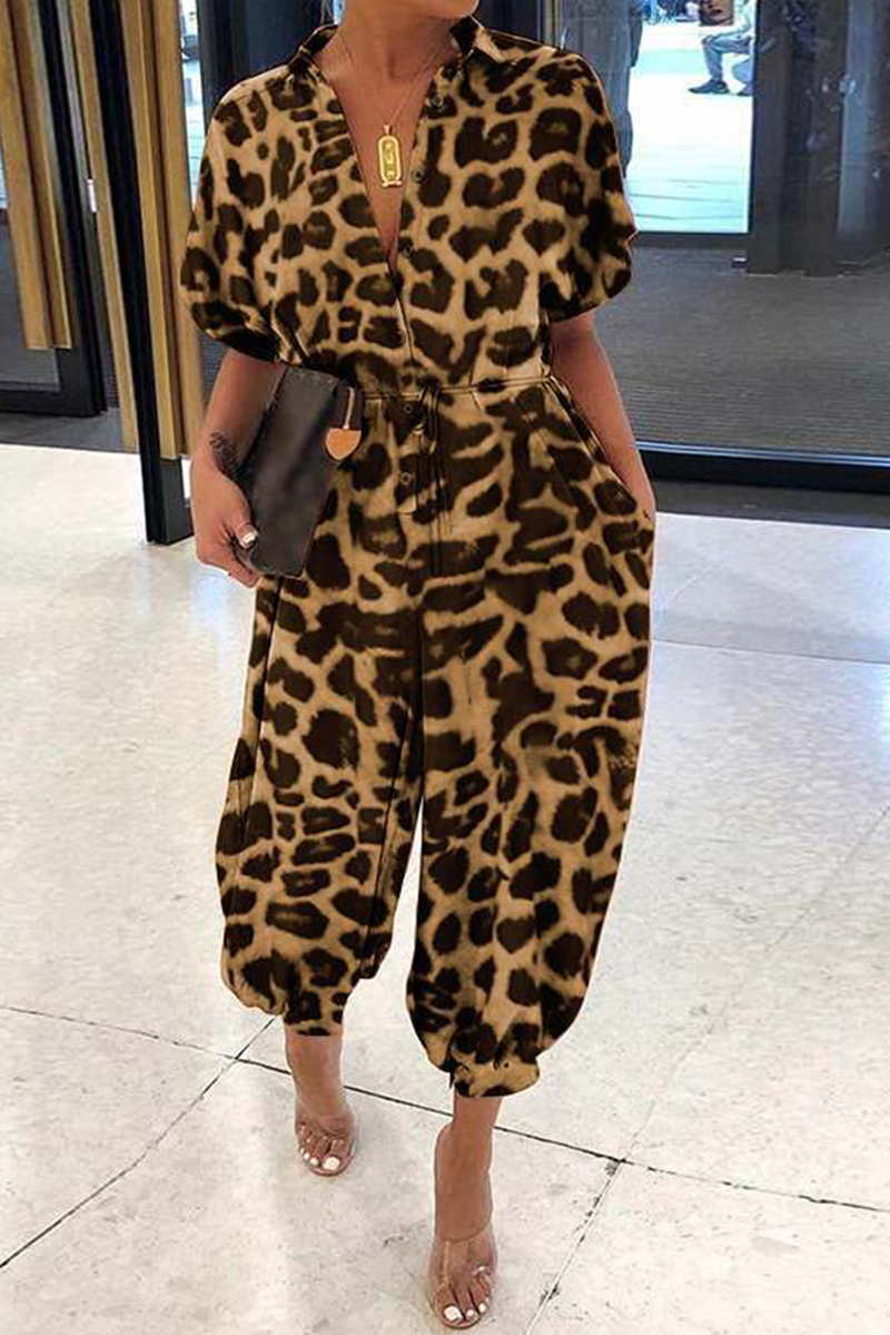 Kaynafashions - Casual Print Patchwork V Neck Harlan Jumpsuits(9 Colors)