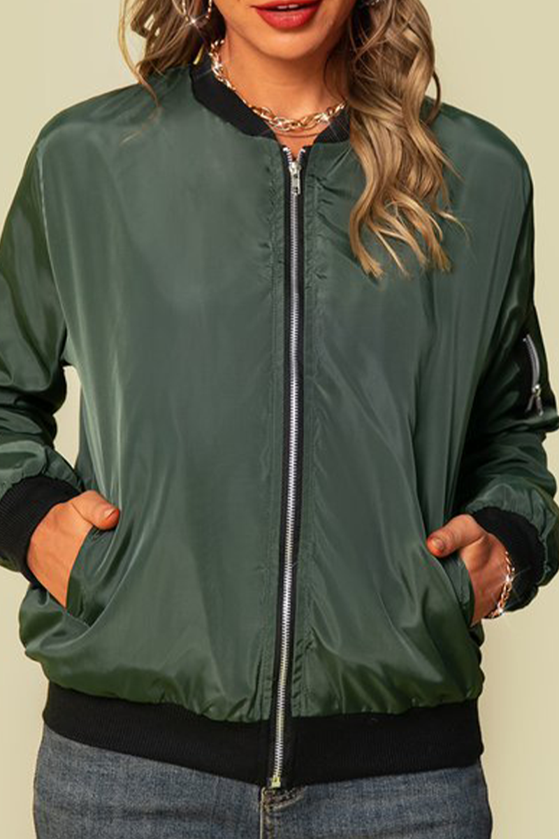 Kaynafashions - Fashion Solid Patchwork Zipper Collar Outerwear(3 colors)