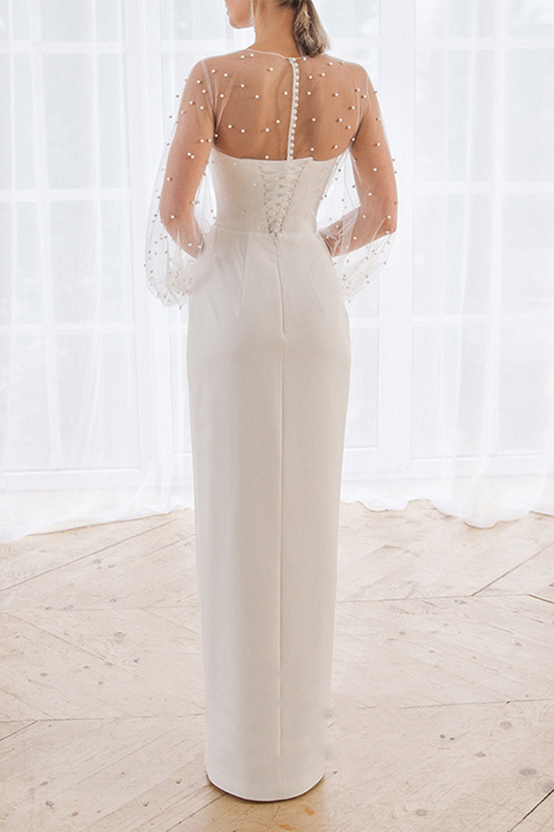 Kaynafashions - Elegant Formal Solid Lace O Neck Evening Dress Dresses