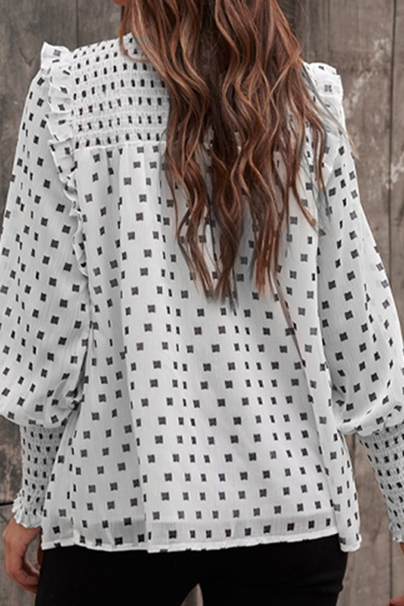 Kaynafashions -  Casual Elegant Print Patchwork Stringy Selvedge O Neck Tops(4 colors)