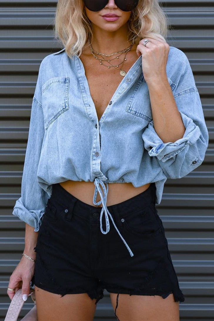 Kaynafashions - Fashion Solid Shirt Collar Outerwear