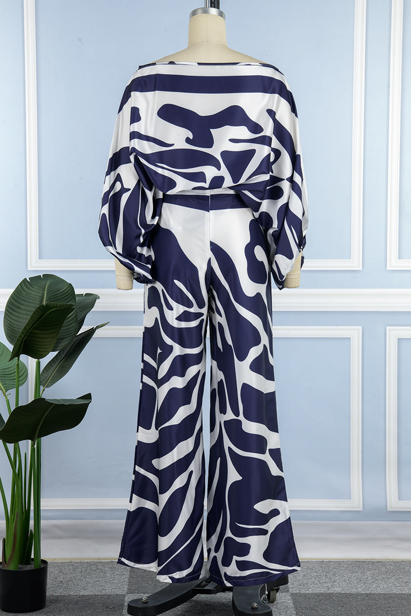 Kaynafashions - Casual Elegant Print Patchwork Off the Shoulder Long Sleeve Two Pieces(13 Colors)