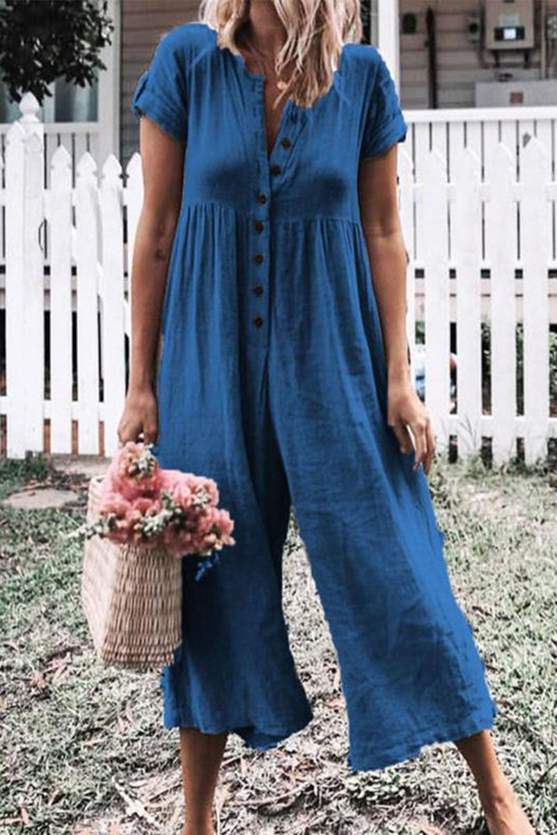 Kaynafashions - Fashion Casual Solid O Neck Straight Jumpsuits(5 Colors)