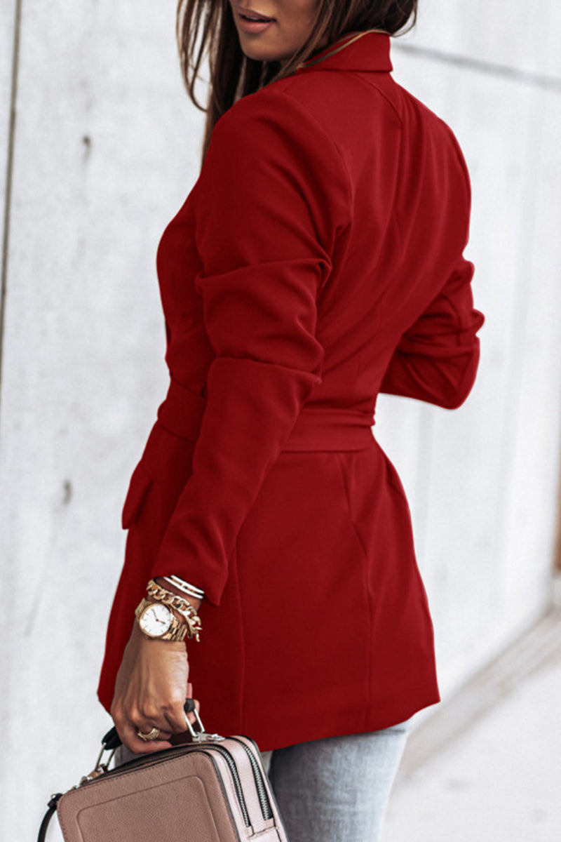 Kaynafashions - Casual Solid Patchwork Turndown Collar Outerwear(5 Colors)