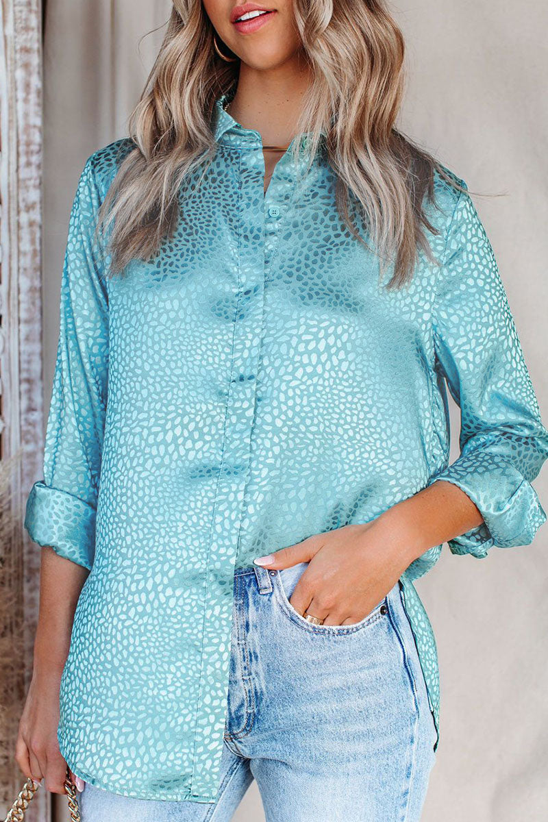 Kaynafashions - Fashion Sweet Leopard Patchwork Turndown Collar Tops(4 colors)