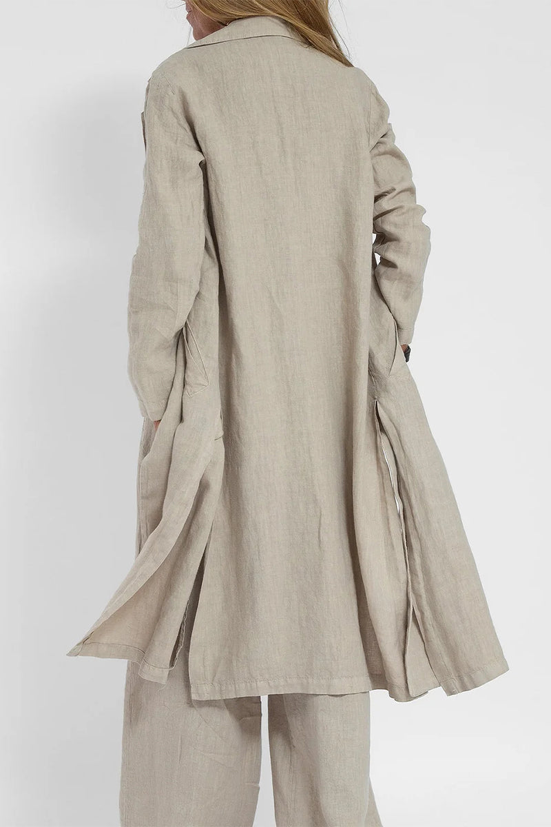 Kaynafashions - Casual Solid Pocket Turn-back Collar Outerwear