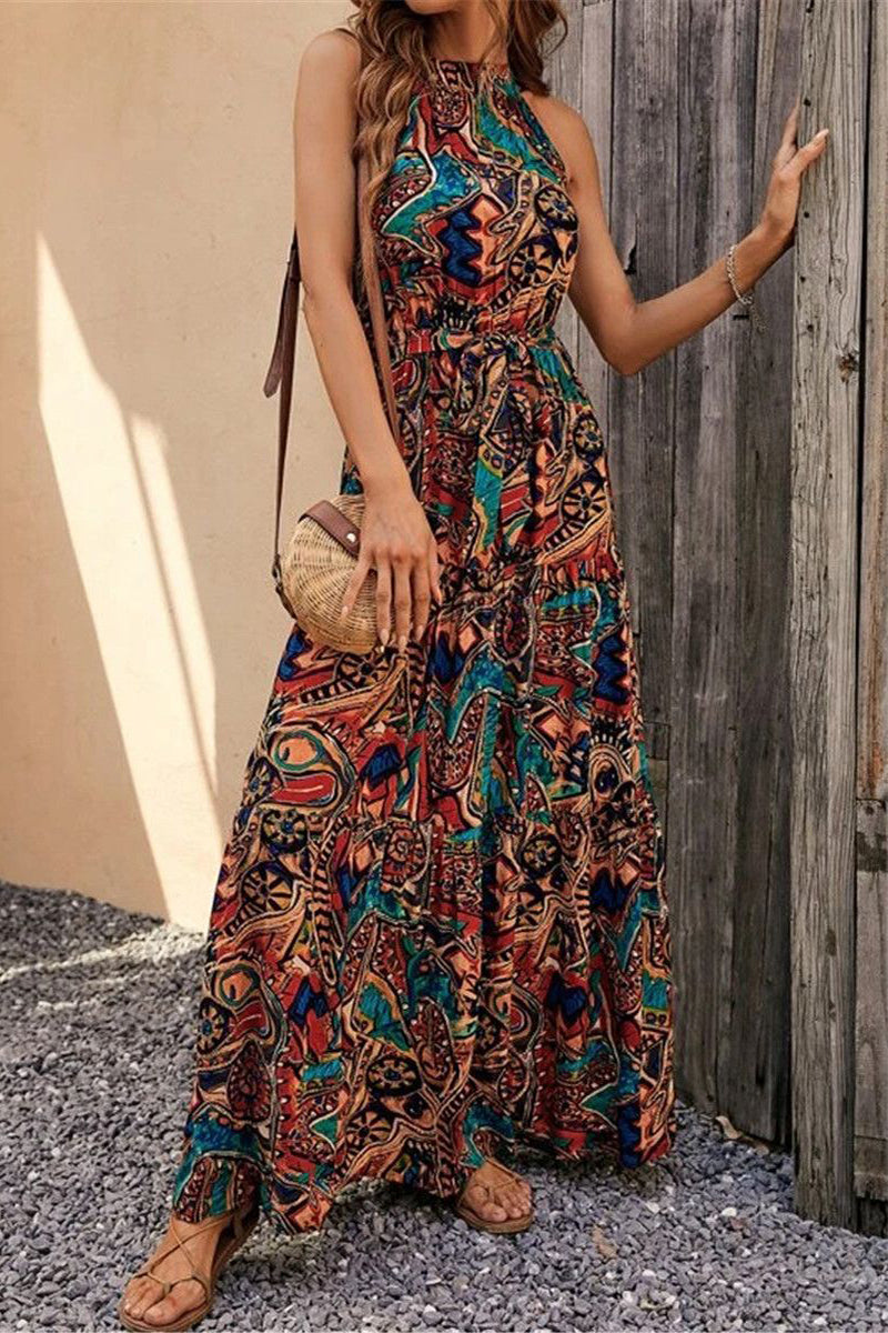 Kaynafashions - Bohemian Floral Patchwork Printed Dress Dresses