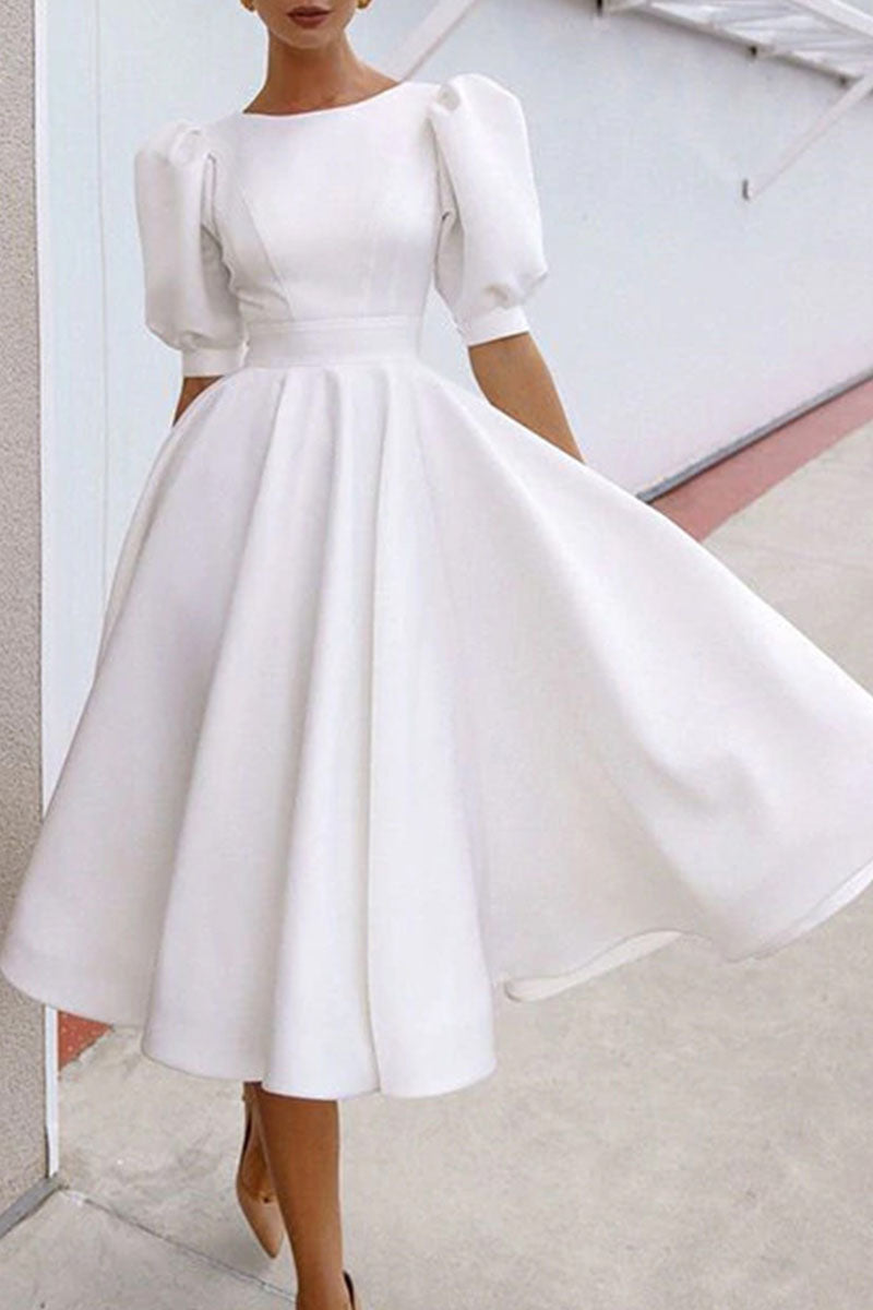 Kaynafashions - Fashion Street Solid Backless O Neck Princess Dresses