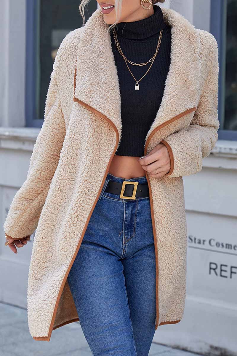 Kaynafashions - Casual Solid Patchwork Turndown Collar Outerwear