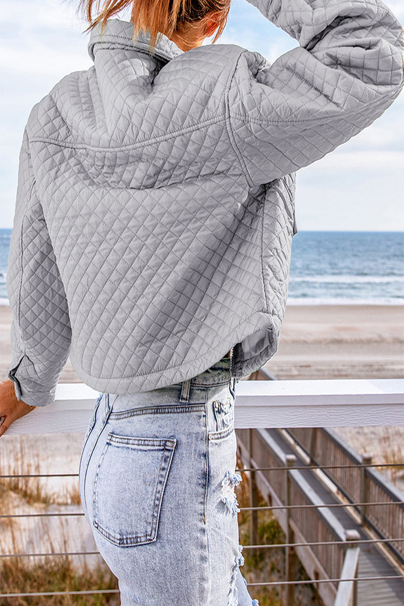 Kaynafashions - Simplicity Solid Pocket Turndown Collar Outerwear