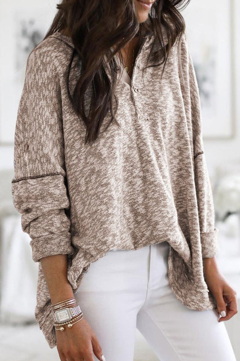 Kaynafashions - Casual Solid Buttons V Neck Tops