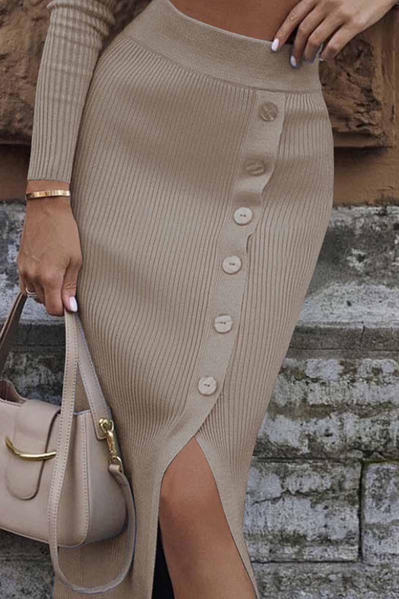 Kaynafashions - Elegant Solid Slit Pencil Bottoms(6 Colors)