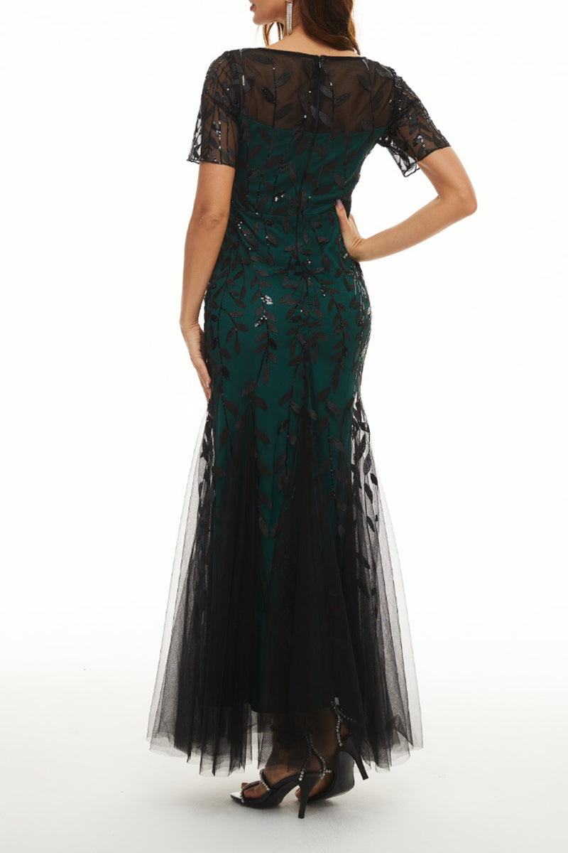 Kaynafashions - Celebrities Elegant Patchwork Sequins O Neck Evening Dress Dresses