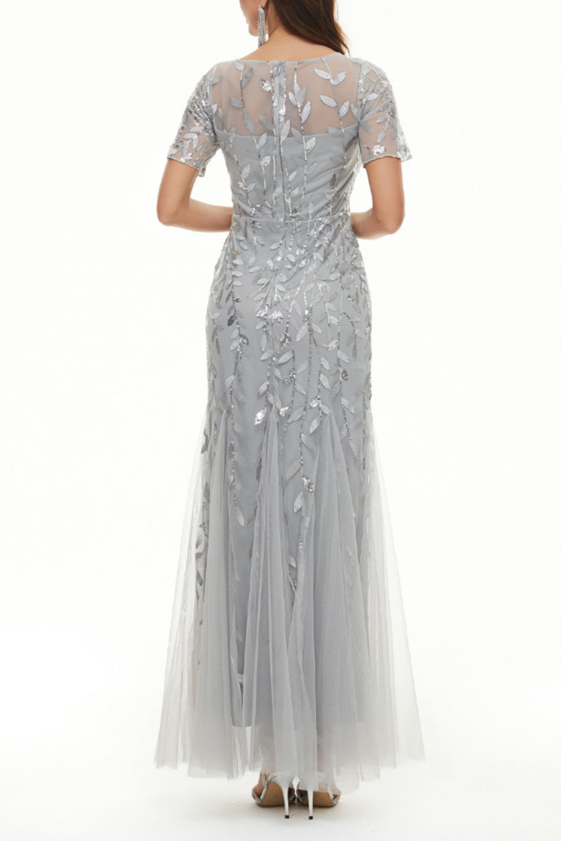 Kaynafashions - Celebrities Elegant Patchwork Sequins O Neck Evening Dress Dresses