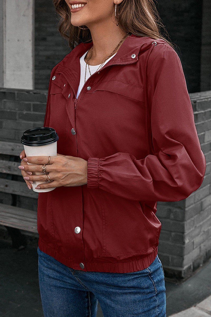 Kaynafashions - Casual Sportswear Solid Pocket Hooded Collar Outerwear