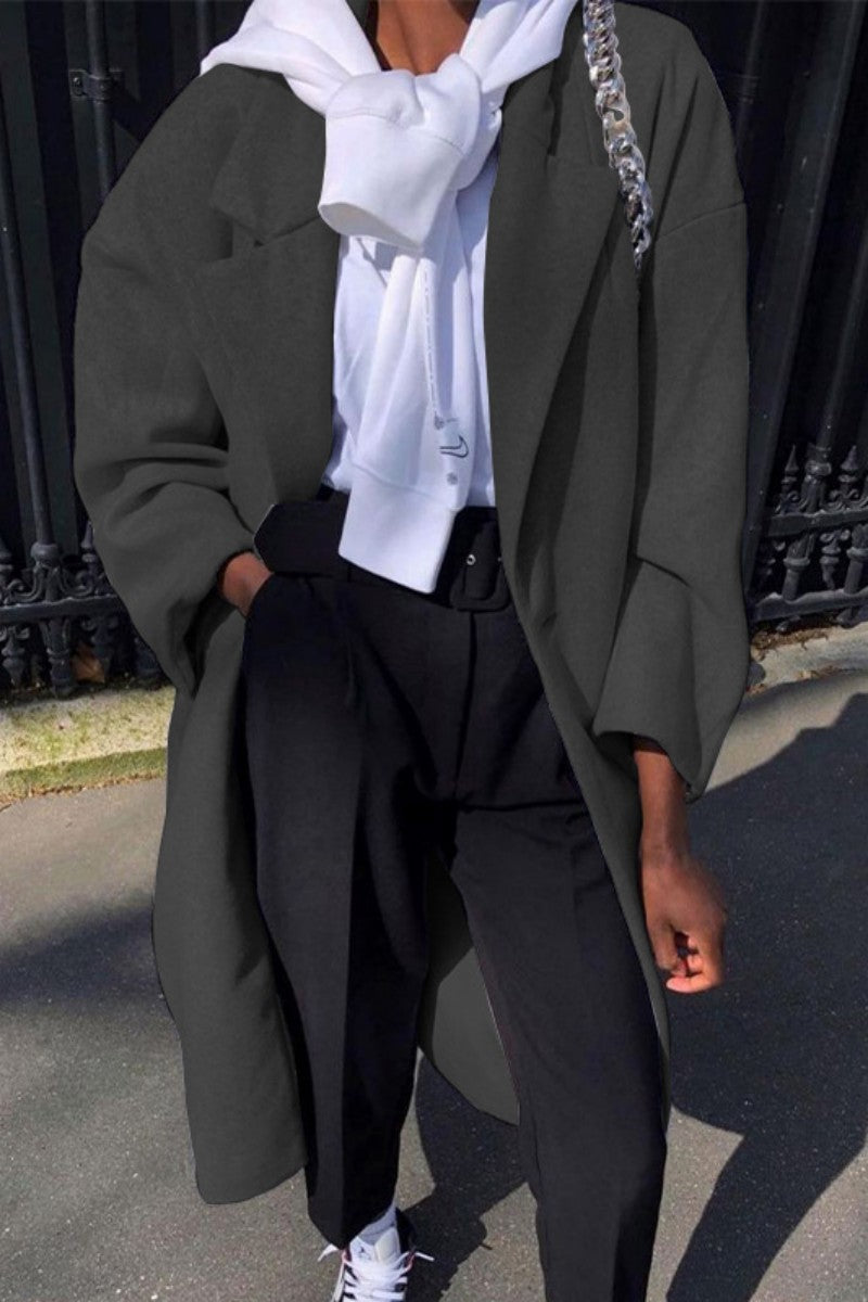 Kaynafashions - Casual Solid Patchwork Cardigan Turndown Collar Outerwear