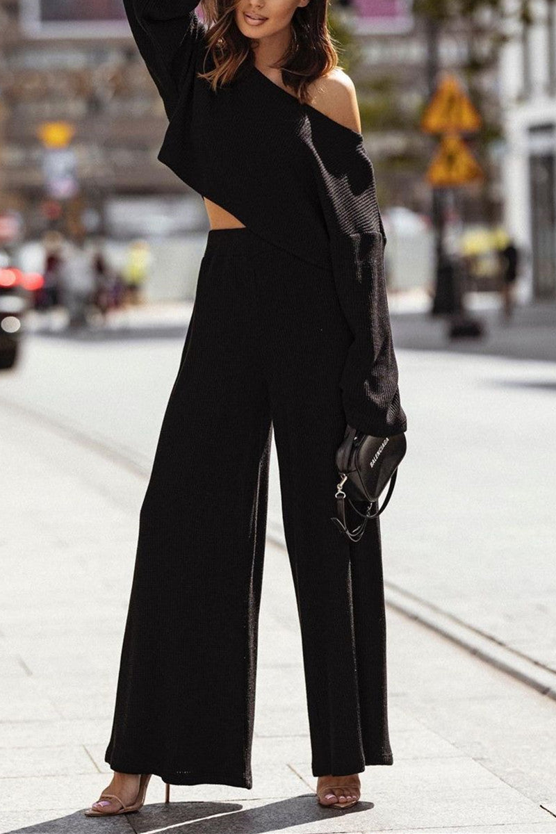 Kaynafashions - Fashion Sexy Off the Shoulder Long Sleeve Two Pieces(3 Colors)