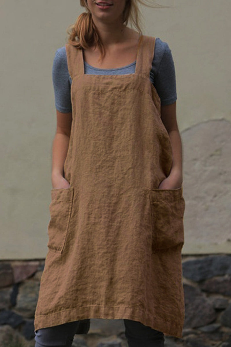 Kaynafashions - Casual Daily Solid Pocket Square Collar Irregular Dress Dresses(6 Colors)