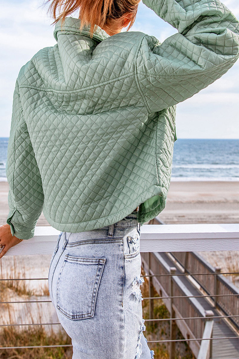 Kaynafashions - Simplicity Solid Pocket Turndown Collar Outerwear