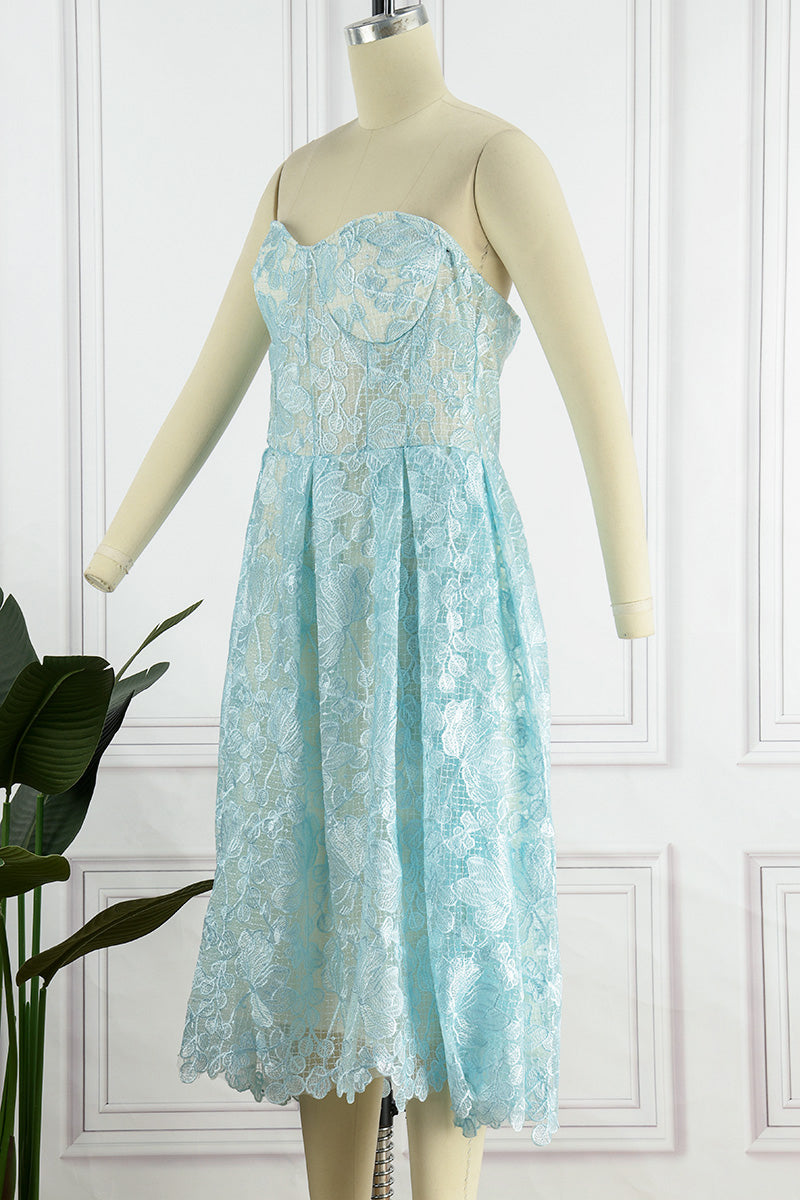 Kaynafashions - Print Patchwork Strapless Irregular Dress Dresses(6 Colors)