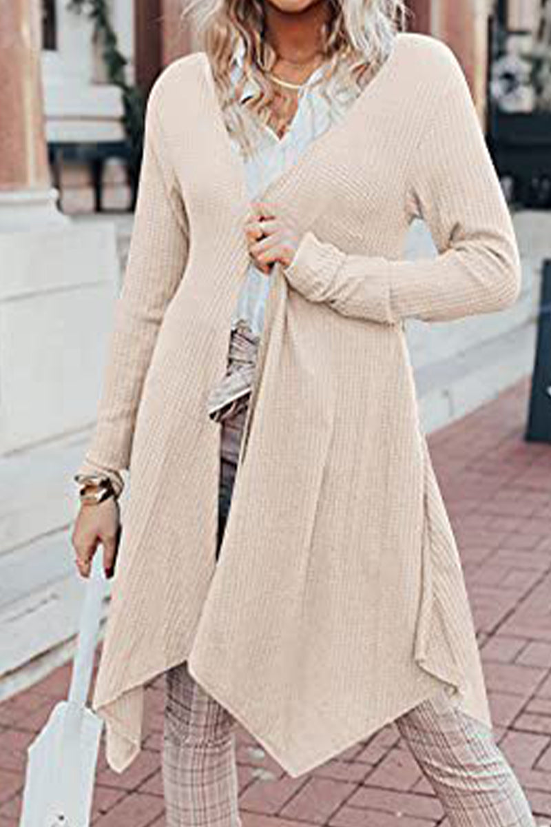 Kaynafashions - Casual Solid Asymmetrical O Neck Cardigans(8 Colors)