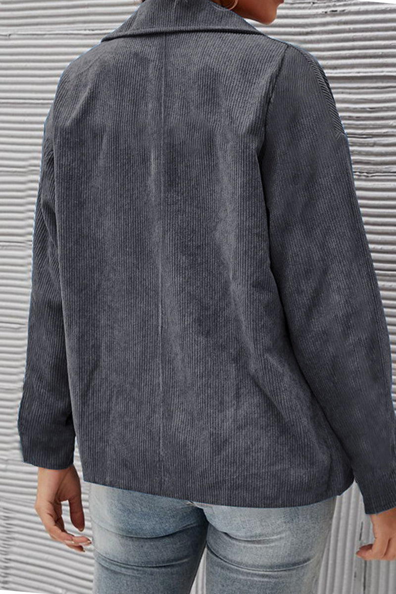 Kaynafashions - Solid Patchwork Turndown Collar Outerwear(10 Colors)