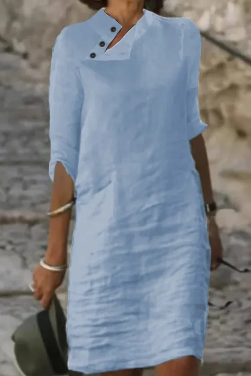 Kaynafashions - Casual Solid Buckle Straight Dresses