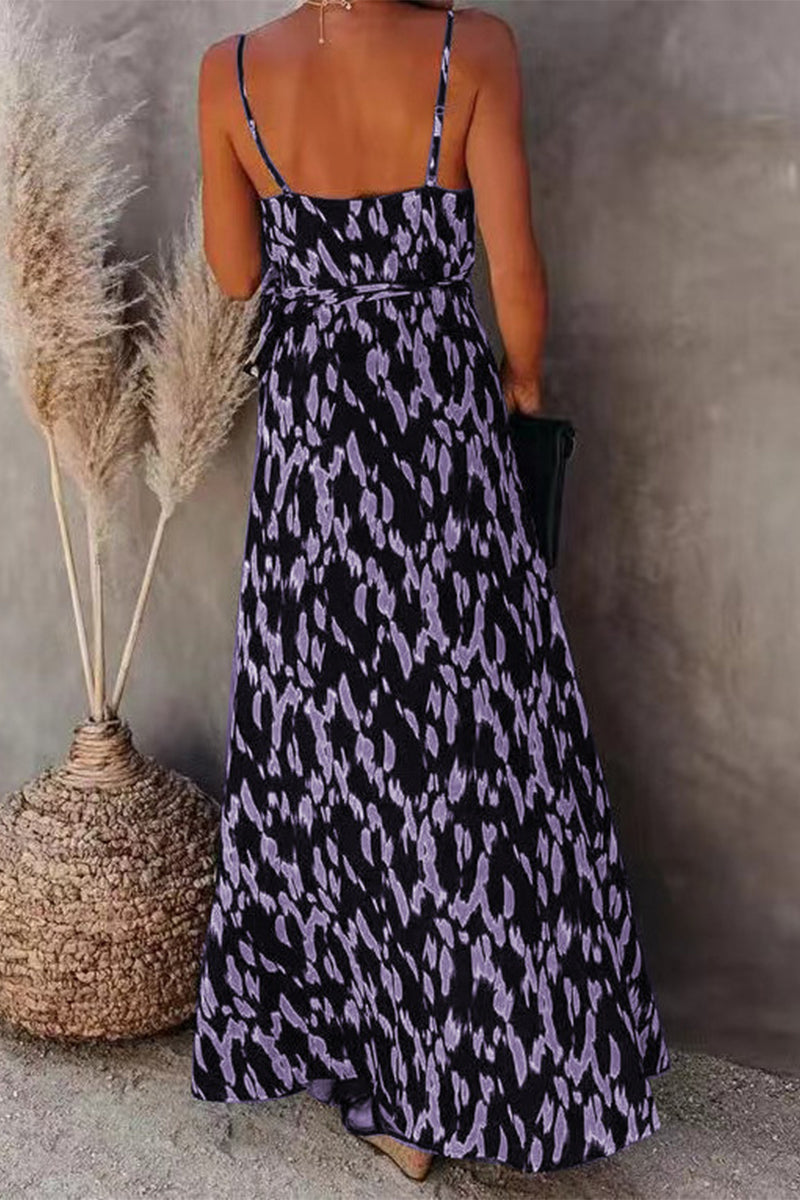 Kaynafashions - College Vacation Zebra Print Patchwork V Neck Sling Dress Dresses