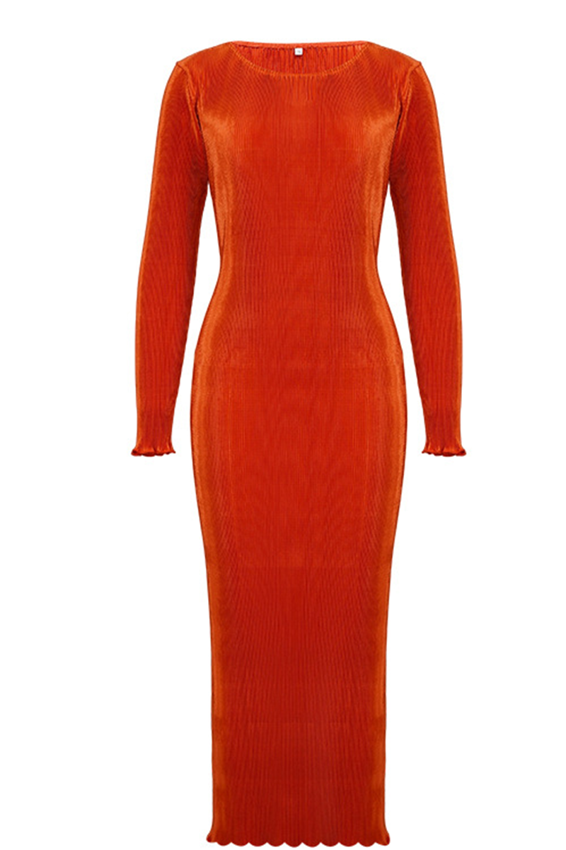 Kaynafashions - Casual Solid Patchwork O Neck Pencil Skirt Dresses