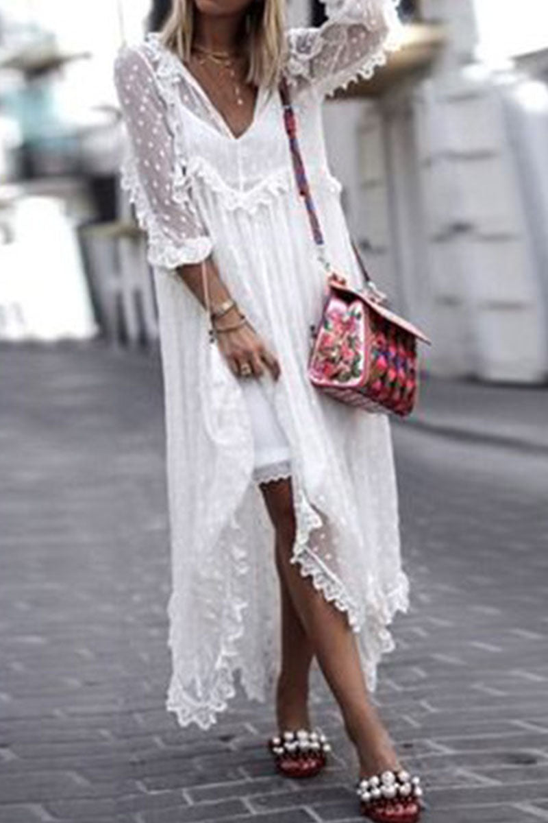 Kaynafashions - Fashion Casual Solid See-through V Neck Princess Dresses（Without strap）(4 Colors)）