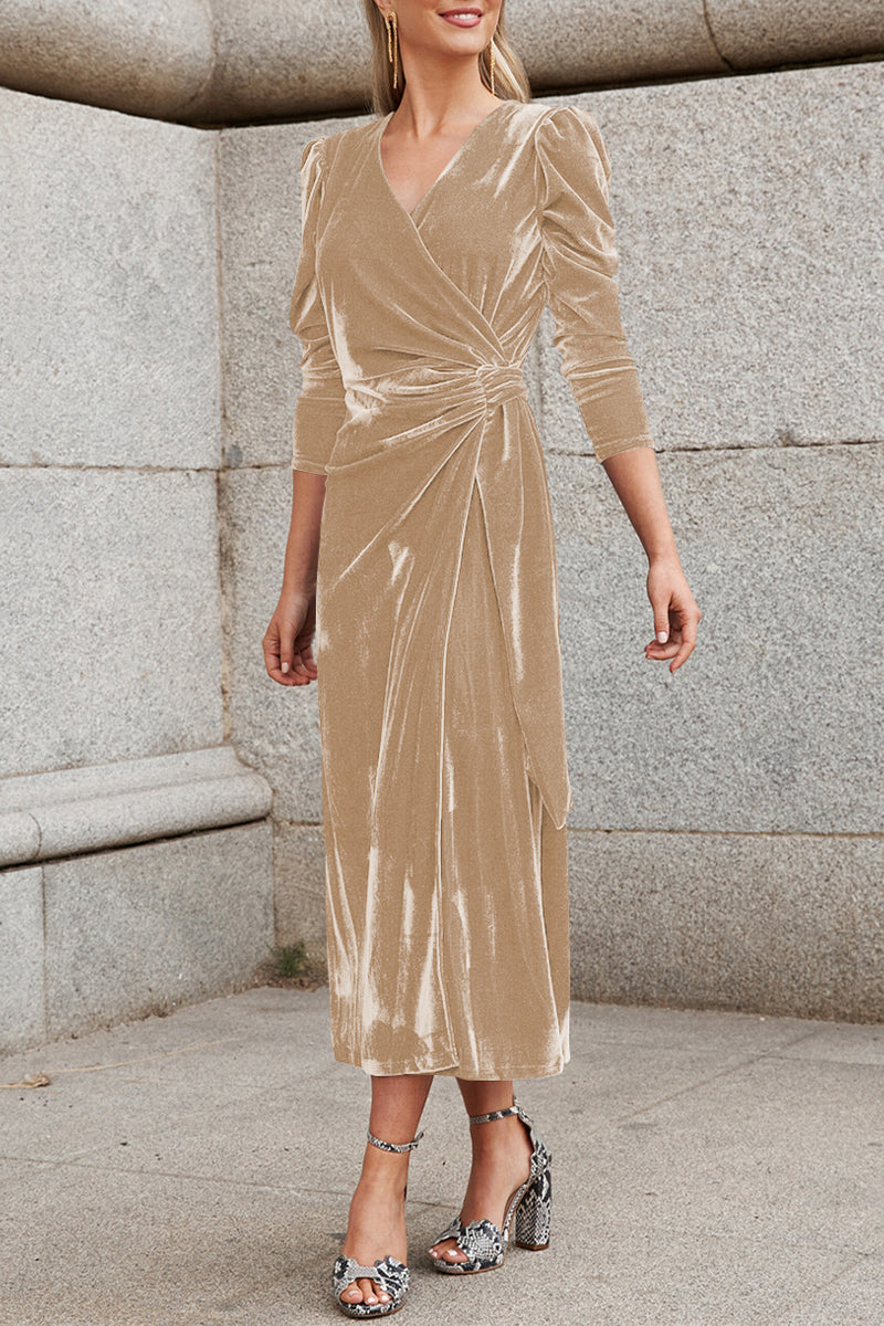 Kaynafashions - Celebrities Elegant Solid Strap Design V Neck Princess Dresses