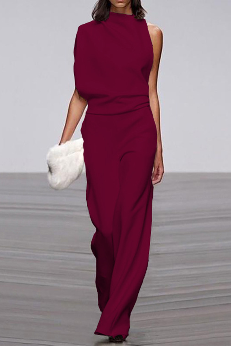 Kaynafashions - Casual Solid Patchwork Half A Turtleneck Boot Cut Jumpsuits(12 Colors)