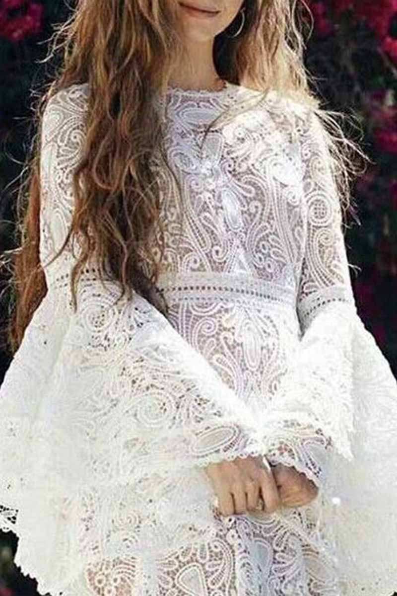 Kaynafashions - Elegant Solid Hollowed Out Patchwork O Neck Princess Dresses