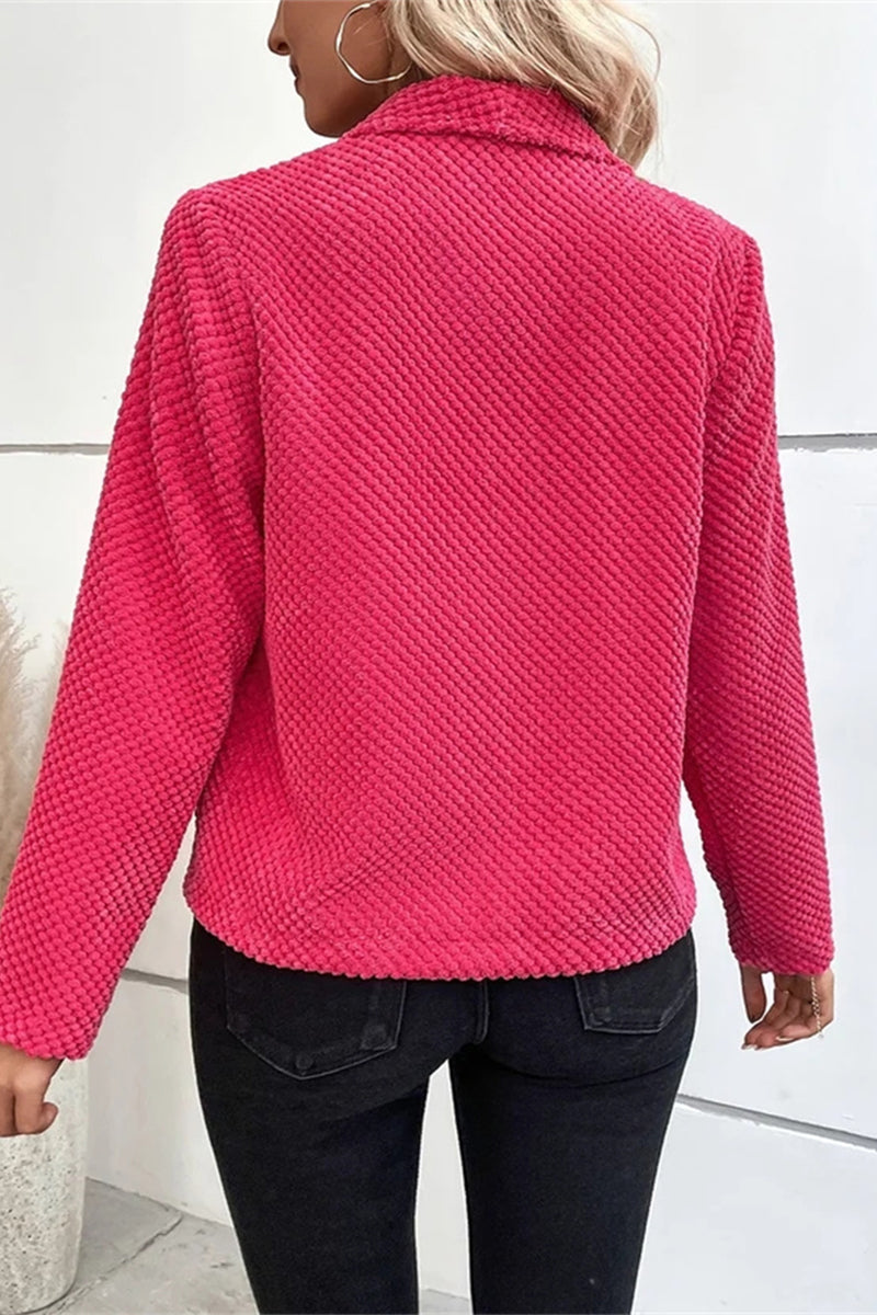 Kaynafashions - Casual Simplicity Solid Turndown Collar Outerwear