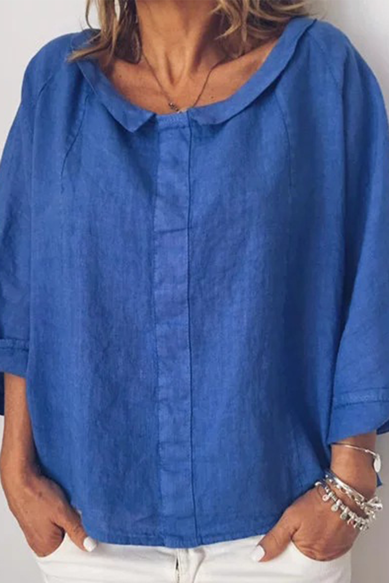 Kaynafashions - Fashion Solid Split Joint O Neck Tops(5 colors)