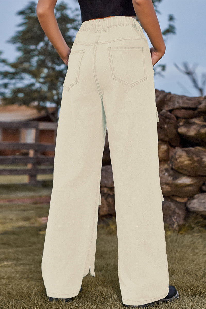 Kaynafashions - Street Solid Pocket Loose Denim Jeans