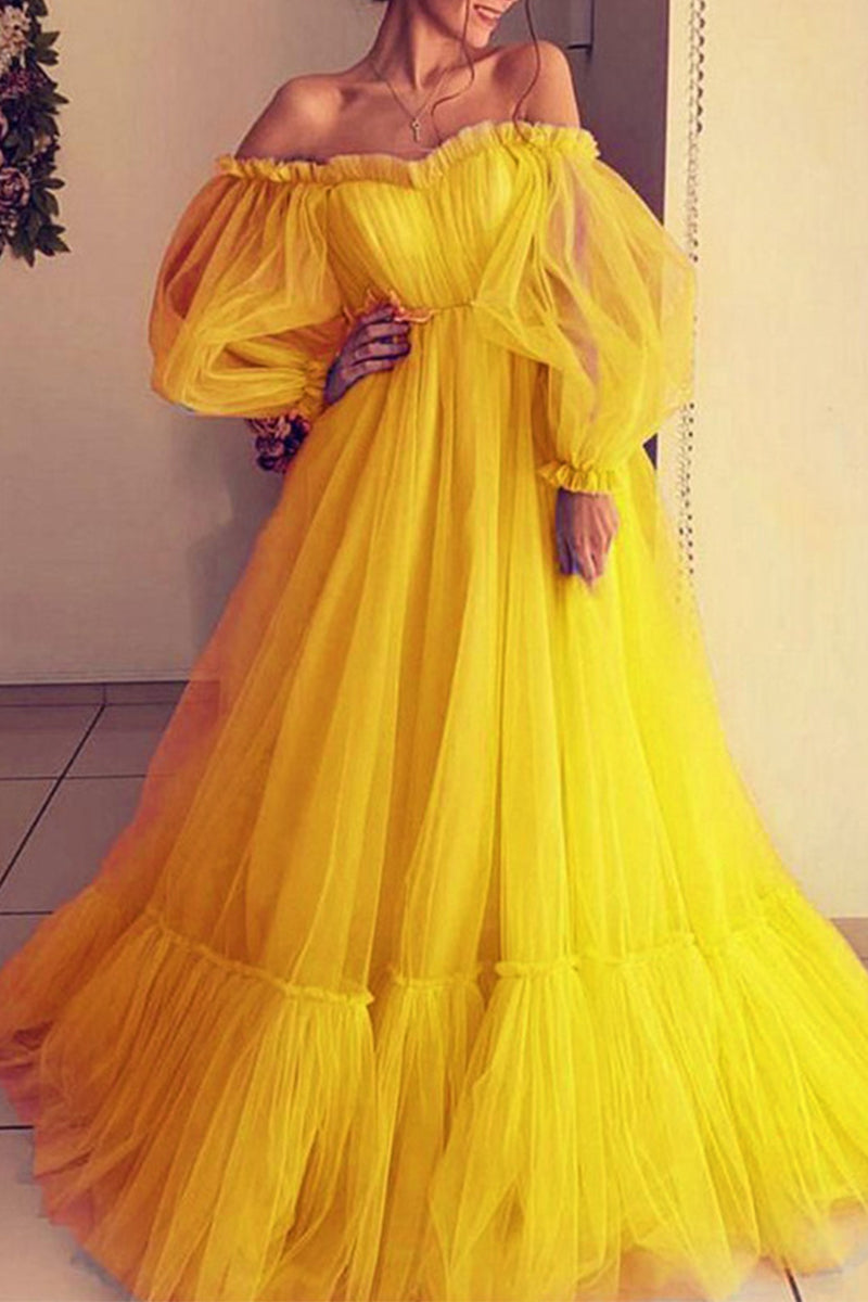Kaynafashions - Elegant Formal Solid Patchwork Off the Shoulder Evening Dress Dresses(3 Colors)