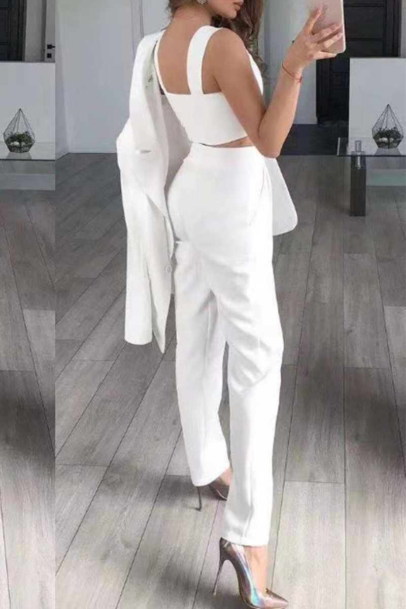 Kaynafashions - Fashion Solid Patchwork Turndown Collar Long Sleeve Three Pieces(4 Colors)