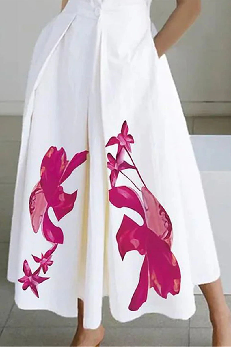 Kaynafashions - Elegant Floral Pocket Mandarin Collar A Line Dresses