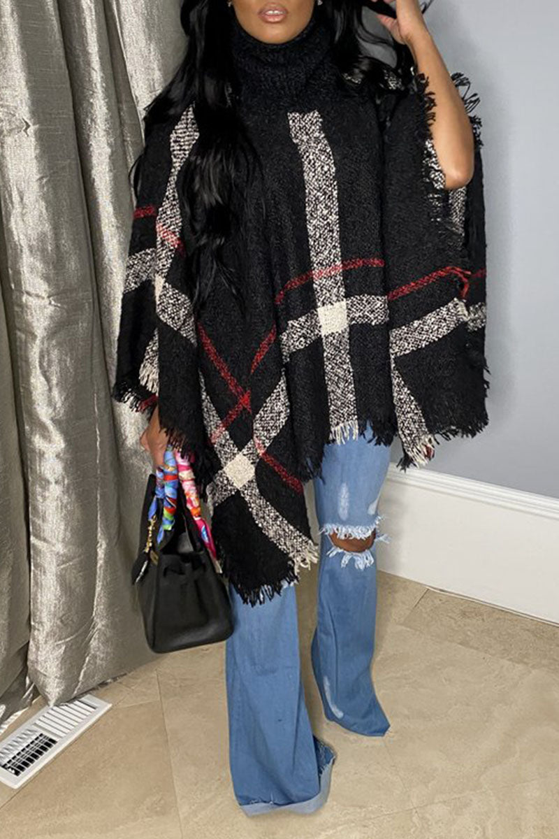 Kaynafashions - Casual Patchwork Tassel Turtleneck Cardigans(3 Colors)